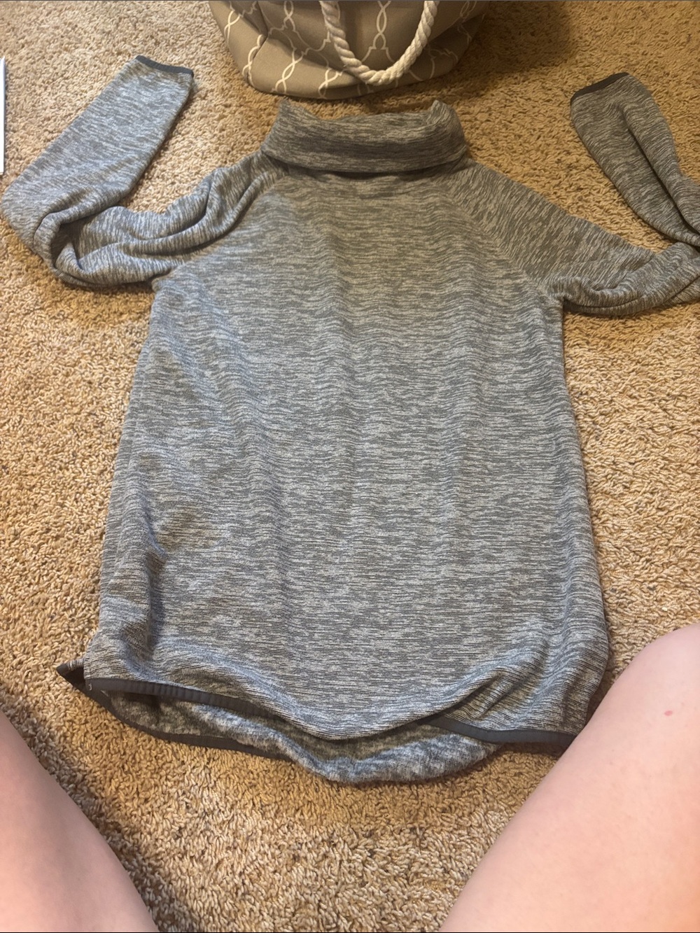 tek gear Gray Heathered Long Sleeve Cowl Neck Top